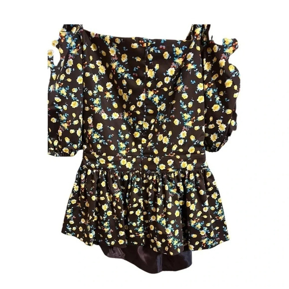 Autumn Adeigbo Bridgette Floral Cut-Out Preplum Blouse Size 10 - Picture 8 of 11